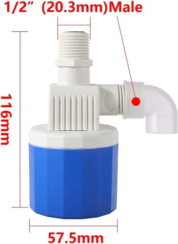 Vista 2 de Water Level Controller 1/2" 3/4" Male Thread Float Valve Tower Tank Full Stop Switch Automatic Supply 1Pc(1I2 - Upper Inlet)
