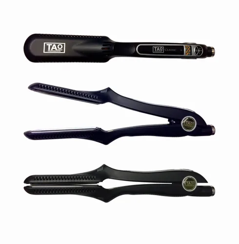 Vista 3 de TAO Pro - Plancha de pelo con placa de nano titanio - Plancha de peinado con controles digitales - Doble voltaje - Generador de iones integrado