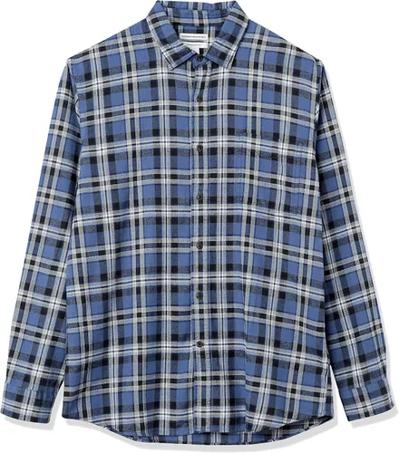 Vista 33 de Amazon Essentials Camisas de franela de manga larga para hombre, corte ajustado, a cuadros con botones