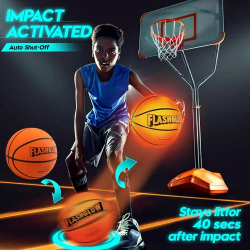 Vista 8 de Baloncesto con luz LED para niños adolescentes: genial juego de pelota nocturno para cumpleaños, Navidad, Pascua, juguete deportivo que brilla