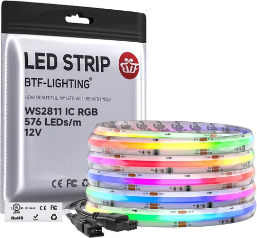 Vista 10 de BTF-LIGHTING FCOB WS2811 IC RGB Tira de LED COB 864LED/m Flexible Alta Densidad Luz Uniforme de Perseguida de Color DC12V 5 m 24IC/m 12mm de Ancho
