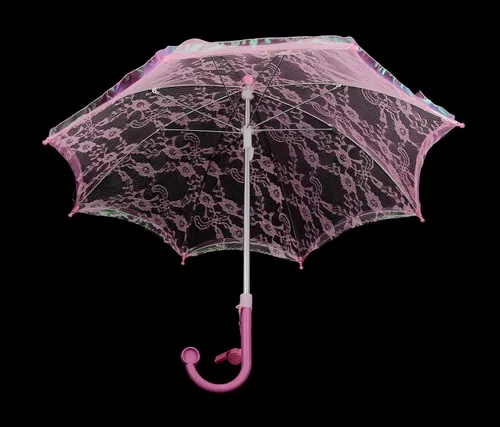 Vista 2 de Mozlly Parasol Umbrella With Whistle - Foldable Lace Parasol Tea Party Decorations For Little Girls - 20 Diameter