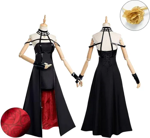 Vista 3 de HNZQE Disfraz de anime SPY FAMILY Yor Forger para cosplay de Yor Briar, uniforme de fiesta de Halloween con peluca para mujeres y hombres