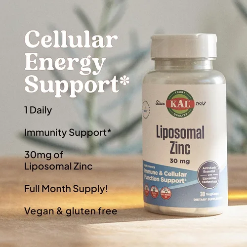 Vista 4 de KAL Zinc liposomal de 30 mg, suplemento para función celular y apoyo inmunológico, suplementos de zinc de absorción mejorada, vegano, sin gluten