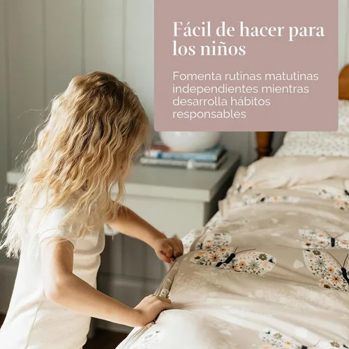 Vista 4 de Beddy's Juego de ropa de cama todo en uno con cremallera para niños, diseño Beige