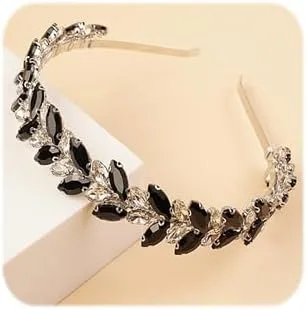 Vista 7 de Tiara y Corona Nupcial de Cristal con Diadema para Boda, Accesorios para el Cabello en Forma de Lágrima para Mujeres Azul