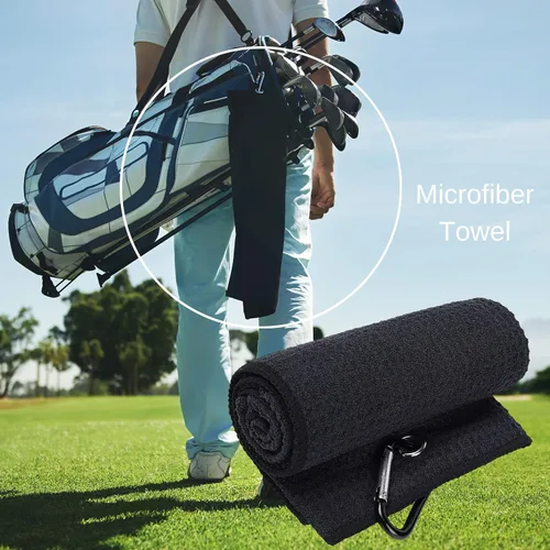 Vista 2 de Kit de accesorios de golf – Incluye toalla, soporte para bolas, cepillo, herramienta de reparación de Divot, 2 plantillas de alineación de bolas