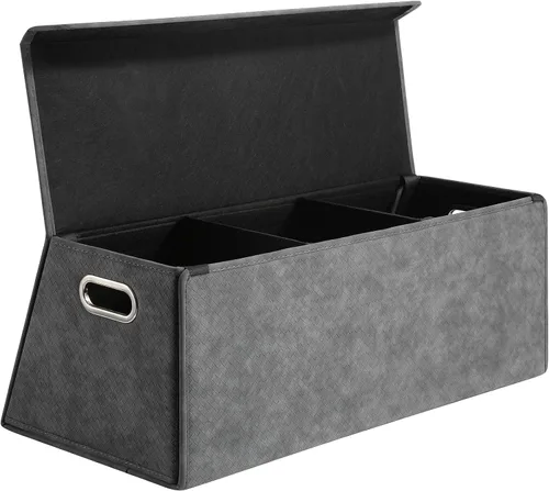Vista 12 de Fyzeoty Organizadores de coche para maletero para SUV Sedán, caja de almacenamiento de cuero, tapa magnética, plegable y ajustable, 16.5 pulgadas