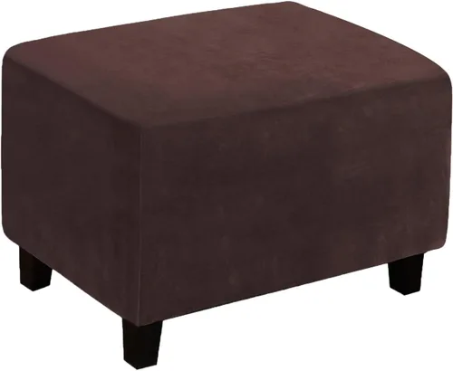 Vista 16 de Funda otomana, fundas otomanas de terciopelo rectangular y elásticas para taburete de pie para sala de estar, protector de muebles de almacenamiento