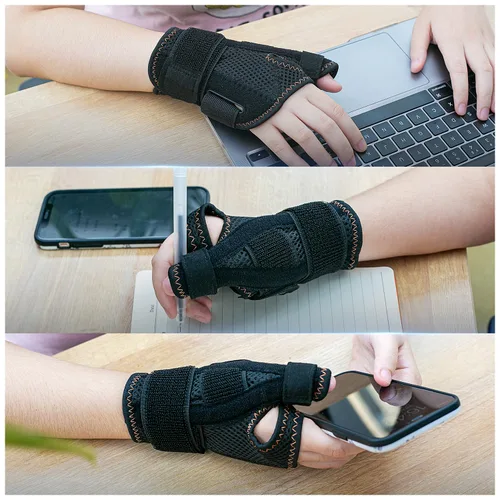 Vista 8 de CURECARE Nueva Férula de Pulgar Actualizada para Mujeres y Hombres, Férula de Pulgar Reversible para el Síndrome del Pulgar Gatillo para Soporte