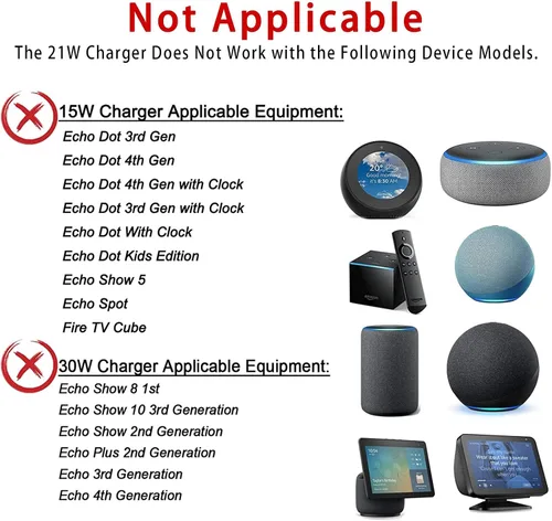 Vista 4 de Adaptador de corriente de repuesto de 21 W, cargador de Echo Enchufe de CC de 0.138 x 0.053 in compatible con Echo de 1ª y 2ª generación, cámara