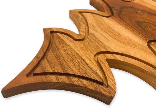 Vista 5 de Affinity Decor Tabla de cortar de árbol de Navidad para cocina, tabla de cortar de madera en forma de árbol con ranuras, bandeja de madera