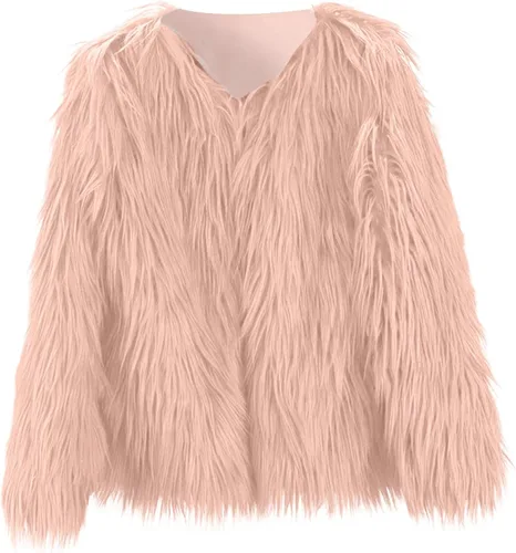 Vista 2 de ZHICHUANG Chaqueta de piel sintética para niñas, abrigo de invierno para día de nieve, gruesa, cálida, a la moda, ropa fresca de 2 a 10 años, Beige