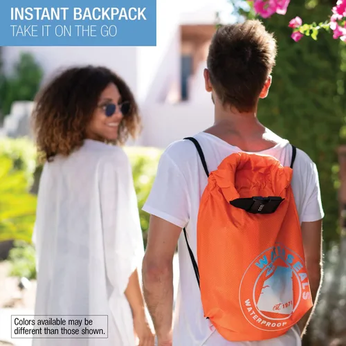 Vista 5 de WaterSeals Mochila unisex con cordón antirrobo, nailon antidesgarros impermeable (protege la cartera para iPhone + objetos de valor), Negro