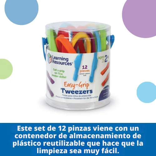 Vista 4 de Learning Resources Pinzas de fácil agarre, 12 piezas, a partir de 2 años, actividades de aprendizaje preescolar, suministros para profesores