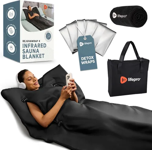 Vista 9 de Manta de sauna infrarroja LifePro para desintoxicación y relajación – Sauna portátil de infrarrojos lejanos para el hogar para desintoxicación
