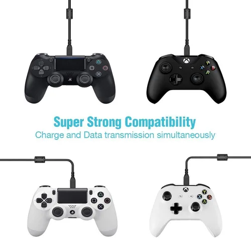 Vista 5 de 6amLifestyle Cable de carga para controlador PS4 de 10 pies carga y reproducción micro USB extra largo para Playstaion 4 Xbox One controladores