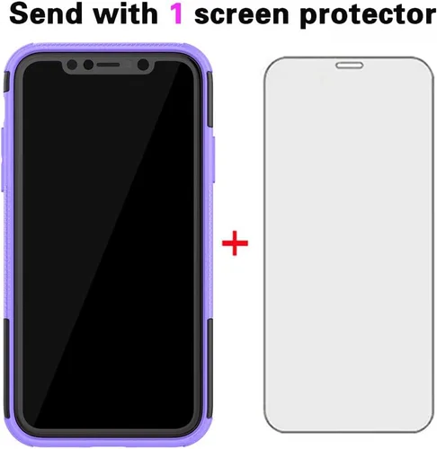 Vista 3 de Asuwish Funda de teléfono para iPhone 11 6.1 con protector de pantalla de vidrio templado y soporte delgado, híbrida, resistente, funda protectora