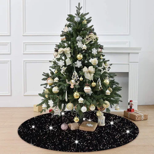 Vista 6 de FOTSHARER Falda negra para árbol de Navidad de 21 pulgadas, faldas de terciopelo para árbol de Navidad de mesa, falda de árbol de Navidad