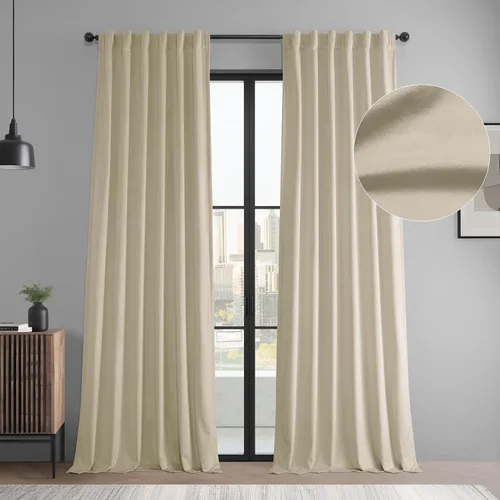 Vista 10 de HPD Half Price Drapes Cortinas Básicas de Terciopelo Deluxe para Oscurecer Habitaciones con Bolsillo para Varilla - Juego de 2 Paneles - Cortinas