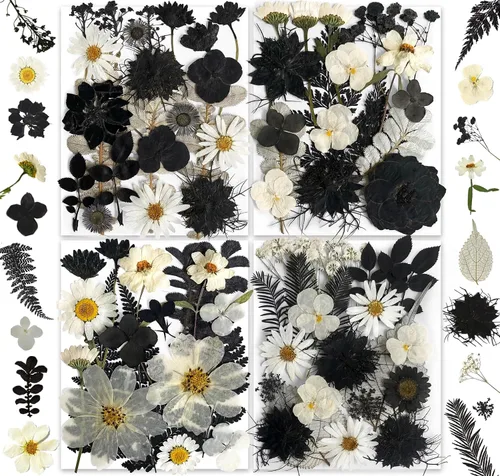 Vista 13 de 150 piezas de flores azules secas prensadas con pegatinas de mariposas - Juego de flores naturales reales de YouthBro para manualidades de resina