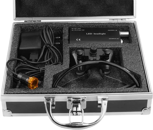 Vista 5 de Global 3.5X lupas de vidrio óptico+3W clip en tipo lámpara de cabeza+caja de aluminio (negro)