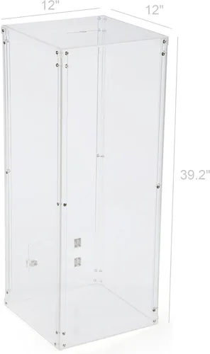 Vista 2 de FixtureDisplays® Clear Plexiglass Acrylic Transparent Donation Box, Fund Raising Stand Display, Tithing Box 13192