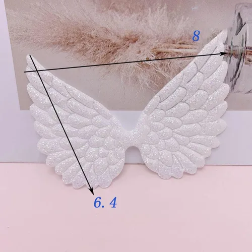 Vista 3 de GSHLLO 30 parches de alas de ángel con purpurina, apliques bordados, adornos de tela, adornos para manualidades, costura