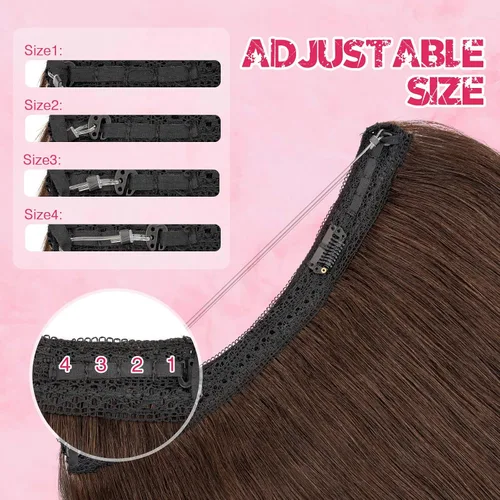 Vista 3 de MY-LADY - Extensiones de cabello humano real, extensiones de cabello humano real, 12 pulgadas, color marrón oscuro, extensiones de cabello largo