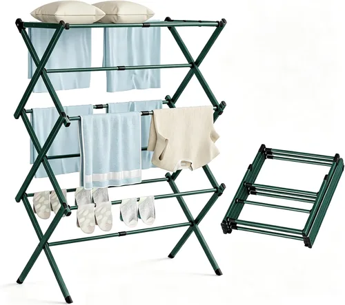 Vista 8 de Estante de secado de ropa plegable, metal resistente al óxido Blanco