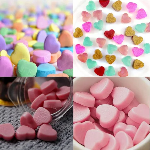 Vista 5 de Molde de silicona en forma de corazón para derretir cera, 2 unidades de 55 cavidades de corazón de San Valentín, molde de silicona para chocolate