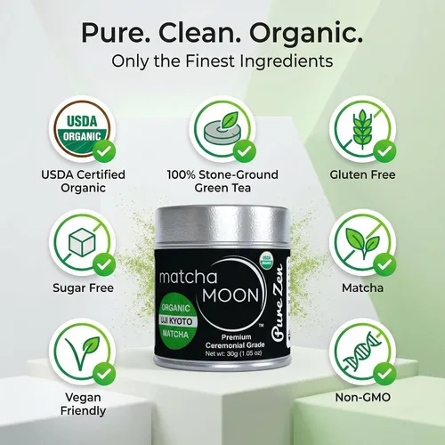 Vista 8 de Matcha Moon Pure Zen Ceremonial Grade Matcha Powder Té verde japonés tradicional orgánico orgánico USDA Primera cosecha Uji Kyoto Proveniente