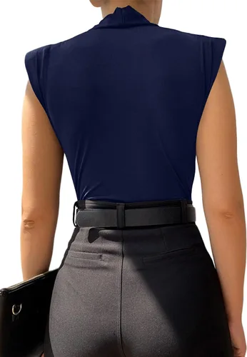 Vista 6 de LYANER Leotardo sin mangas fruncido con cuello en V para mujer
