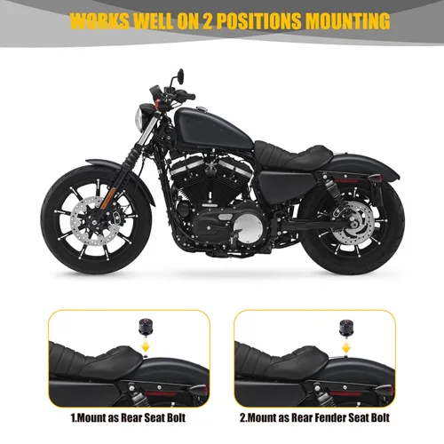 Vista 5 de Tornillo de perno de asiento de guardabarros trasero 1/4"-20 Rosca para Harley Dyna Fatbob Sportster CVO Softail Touring 1996-2024 (negro)
