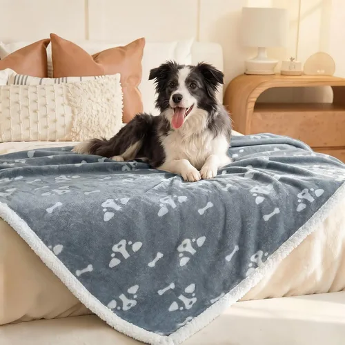 Vista 6 de Luciphia Mantas impermeables para mascotas para sofá o cama, a prueba de orina líquida, lavable, suave, esponjosa, manta reversible para perros