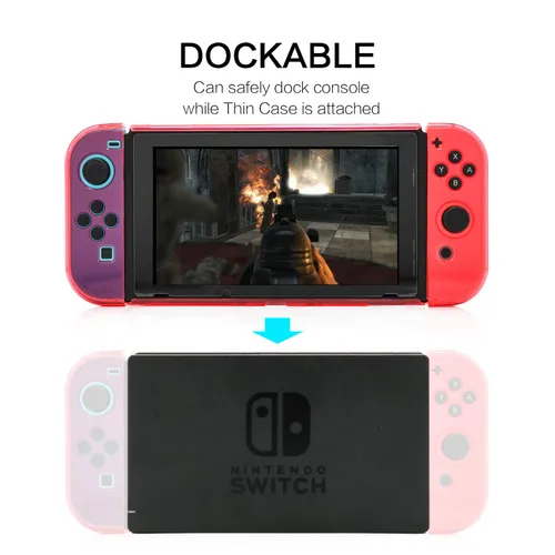 Vista 2 de Dockable Case for Nintendo Switch, Protective Case for Nintendo Switch with a Tempered Glass Screen Protector and 6 Joy Stick Covers, Fit into the