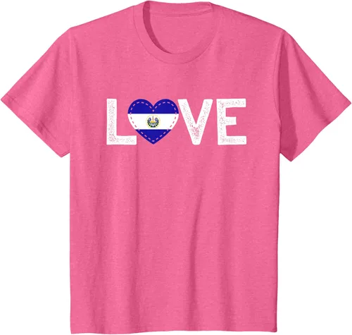 Vista 45 de Camiseta de regalo con la bandera de El Salvador LOVE, Negro, S