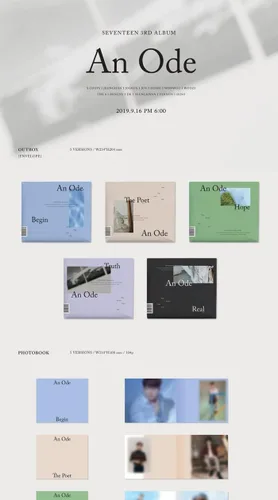 Vista 2 de Seventeen 'An Ode' 3rd Regular Album Random Version 104p PhotoBook+8p Mini Book+4p PhotoCard+Tracking