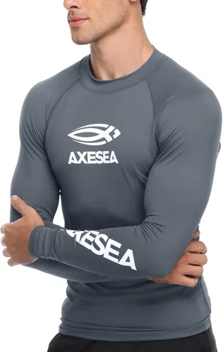 Vista 2 de AXESEA - Camiseta de natación para hombre de manga larga con protección solar UPF 50+