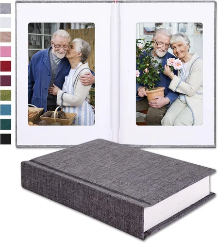 Vista 15 de Pssoss Álbum de fotos pequeño de 4 x 6 pulgadas con espacio de escritura con capacidad para 20 fotos, ideal para álbum temático de boda y álbum