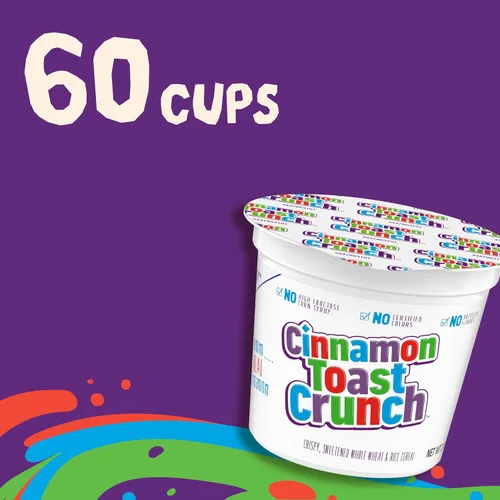Vista 3 de Cinnamon Toast Crunch Cereales, tazas de una sola porción, 60 unidades, caja de 7.5 libras