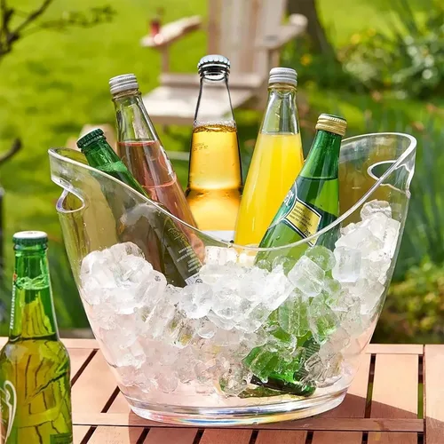 Vista 3 de Cubo de hielo para fiestas, botellas de vino o champán de acrílico transparente para bebidas (1, 8 litros)