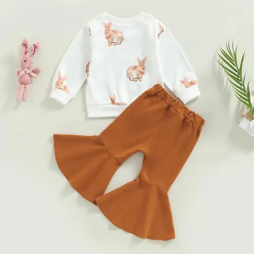 Vista 28 de Kaipiclos Ropa occidental para bebé niña, con lindo estampado con volantes, manga larga, pantalones para otoño e invierno, trajes de vaquera