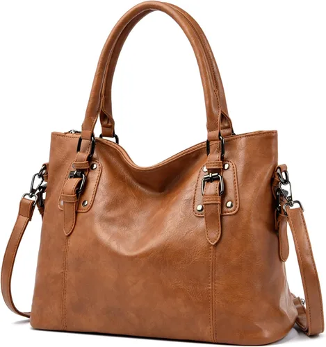Vista 2 de Bolso de mano clásico de moda para mujer, bolso de cuero de gran capacidad