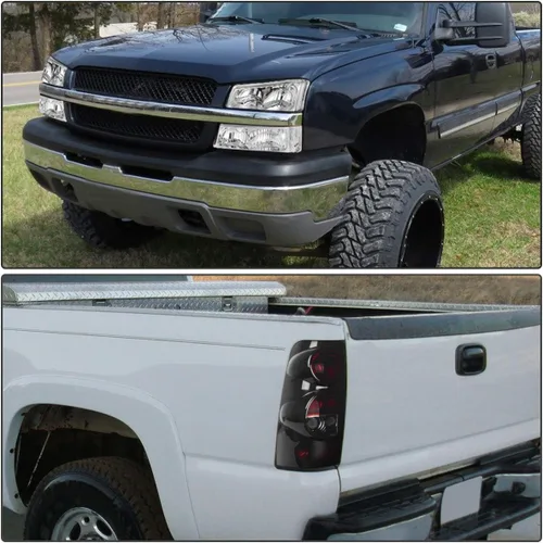 Vista 6 de DWVO Combo de faros y luces traseras compatible con Chevy Silverado 1500 2500/03-06 Silverado 1500 HD 2500 HD 2500 HD 3500/07 Chevy Silverado