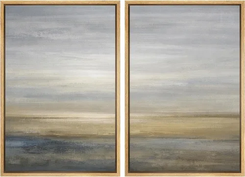 Vista 21 de Ashbrook - Set de arte de pared en lienzo enmarcado, tonos orgánicos de la tierra en beige y marrón con ilustraciones de trazos circulares, arte