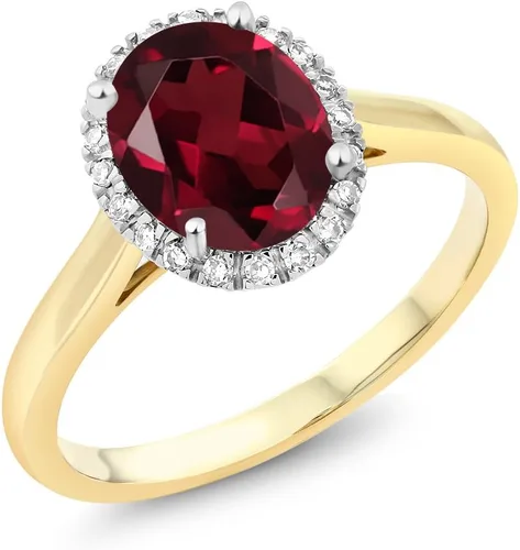 Vista 68 de Gem Stone King Anillo de compromiso ovalado de oro amarillo de 10 quilates con piedra natal y halo de diamantes Ovalado de 0.354 x 0.276 in