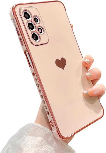 Vista 170 de phylla Funda de teléfono compatible con Samsung Galaxy A12 de 6.5 pulgadas, lindo corazón chapado en oro, elegante funda de lujo para mujer