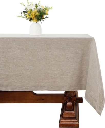 Vista 50 de Linen World - Mantel de lino de otoño de 90 x 60 pulgadas, mantel rectangular lavable de lino francés para comedor, al aire libre, bodas