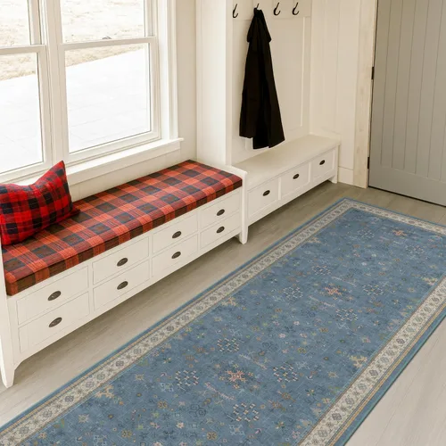 Vista 74 de Hazo Haus – Alfombra pequeña para entrada, cocina o baño, antideslizante con base de goma, resistente a las manchas y a la decoloración, diseño